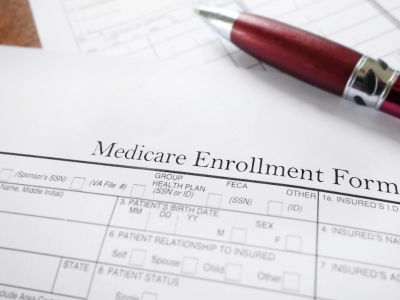 Medicare enrollment form at a doctor's office in Lansing, MI